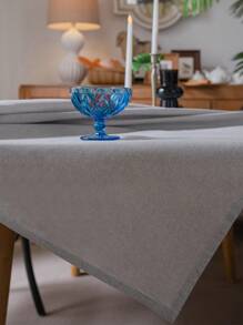 1pc Fashionable Simple Grey Silver-Thread Tablecloth - Multicolor - View 4