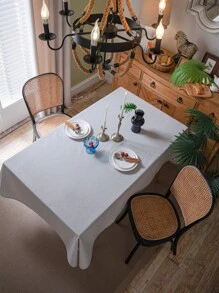 1pc Fashionable Simple Grey Silver-Thread Tablecloth - Multicolor - View 2