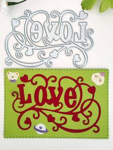 「Love」字形金屬碳鋼切割模具/1入，可壓花的剪貼簿切割模板，適用於DIY剪貼簿、書籤、相冊和卡片裝飾 - 銀色 - 查看 1