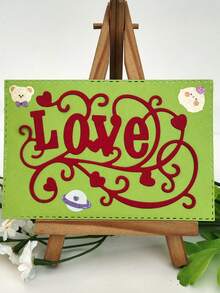 「Love」字形金屬碳鋼切割模具/1入，可壓花的剪貼簿切割模板，適用於DIY剪貼簿、書籤、相冊和卡片裝飾 - 銀色 - 查看 6