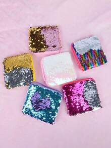 Square Sequin Coin Purse With Strap, Shoulder Bag For Kids, Cosmetic Bag, Mini Sparkly Pouch - Multicolor - View 4