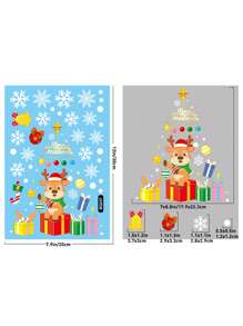 4 張聖誕窗貼玻璃窗,雙面聖誕窗貼聖誕樹窗貼聖誕老人窗貼花聖誕裝飾兒童室內家庭派對車,防靜電