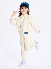 Balabala 年轻女孩连帽华夫格卫衣 - 白色 - 查看 3