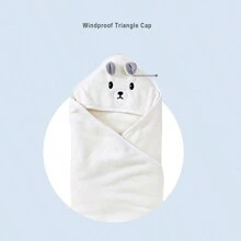 1 件白色兒童浴巾,新生嬰兒襁褓毯,珊瑚絨裹巾,適合男孩和女孩