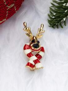 1個合金鑲嵌水鑽聖誕主題胸針,聖誕老人,馴鹿,鈴鐺,聖誕樹造型,創意節日服裝配件 - 彩色 - 查看 15