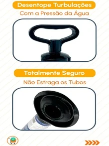 Desentupidor Manual Pistão De Alta Pressão Para Pia Cubas Cano Tanque e Vasos Multiuso Super Eficiente