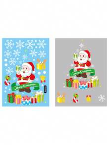 1 套玻璃窗聖誕窗貼,雙面聖誕窗貼聖誕樹窗貼聖誕老人窗貼花聖誕裝飾兒童室內家庭派對車,防靜電 - 彩色 - 查看 1