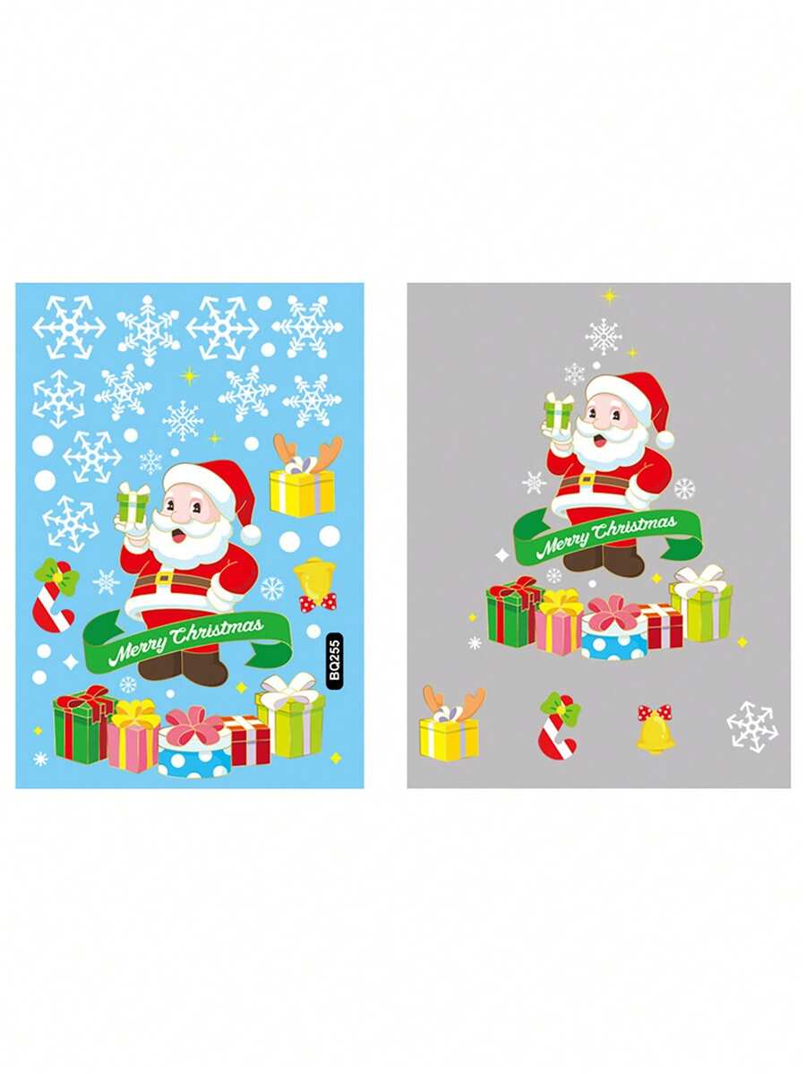 1 套玻璃窗聖誕窗貼,雙面聖誕窗貼聖誕樹窗貼聖誕老人窗貼花聖誕裝飾兒童室內家庭派對車,防靜電 - 彩色 - 查看 1