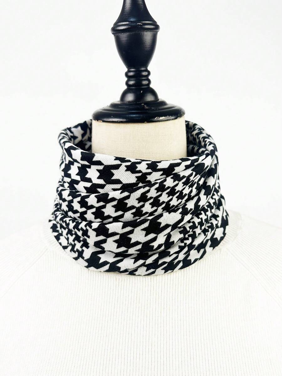 1pc Men'S Houndstooth Pattern Printed Multi-Functional Scarf Suitable For Outdoor Activities - Multicolor - View 1