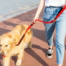 1pc Dog Car Safety Belt With Elastic Buffer Reflective Leash For Car Ride Pet Walking - Red - View 8