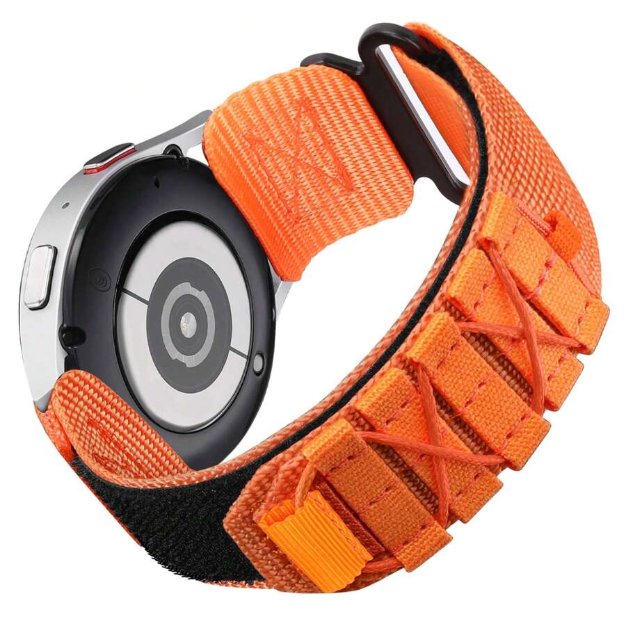 尼龍手錶帶配samsung Galaxy Watch 6/5/4 40mm 44mm/watch 5 Pro 45mm/watch 6/4 Classic 43mm 47mm 42mm 46mm/active 2/active/watch 3 41mm,20mm男女運動手錶帶 - 橘色 - 查看 1