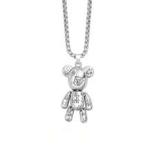 Moveable Teddy Bear Pendant Necklace, Unisex Hip Hop Style Couple Sweater Chain / Sweater Necklace, Birthday Gift - Silver - View 11