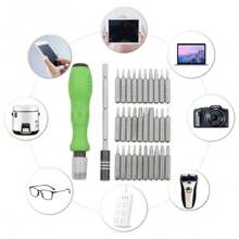 32合1精密螺絲刀套裝,迷你磁性多功能螺絲刀頭套裝,適用於手機、ipad、相機、星形六角手工具維修 - 軍綠色 - 查看 3