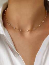 1 Piece Of Fashionable Pearl Necklace, Collarbone Chain. Can Be Used As Holiday Gifts