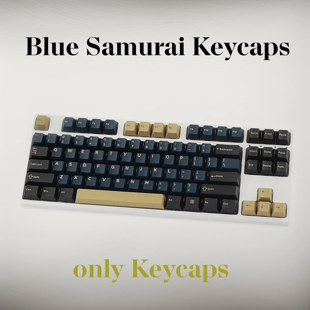 158 Keys Blue Samurai Keycap PBT Doubl Shot Cherry Profile Keycaps For ANIS/ISO Layout MX Switch Mechanical Keyboard - Blue Warrior - View 1