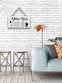 1pc, Art Kitchen Rules Wooden Plaque, Funny Inspirational Quotes Canvas Print Wall Decor, Room Decor, Scene Decor, Kitchen Decor