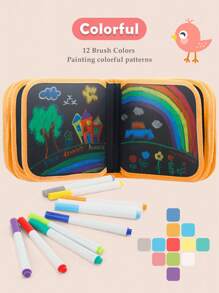 Children's Reusable Drawing Book, Doodle & Drawing Sketchbook With Erasable Pen, Watercolor Pen, , Dinosaurs, Birds, Bears Hand Crafted Art Board Toy, Portable, For Boys And Girls Above 3 Years, As Birthday Gift - Orange - View 2