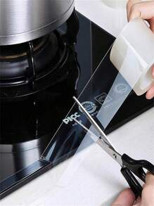Kit 1-2-3-5Fita transparente  à prova d'água e anticongelante para cozinha, forro de papel higiênico para banheiro, costura bonita, borda de canto cai sem deixar vestígios e sem resíduo, cola de lado único, linha de canto, bela cobertura de costura, gelo de água 5CM*3 M - Transparente - Visão 4
