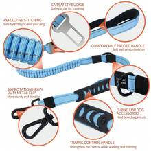 1pc Dog Car Safety Belt With Elastic Buffer Reflective Leash For Car Ride Pet Walking - Red - View 3