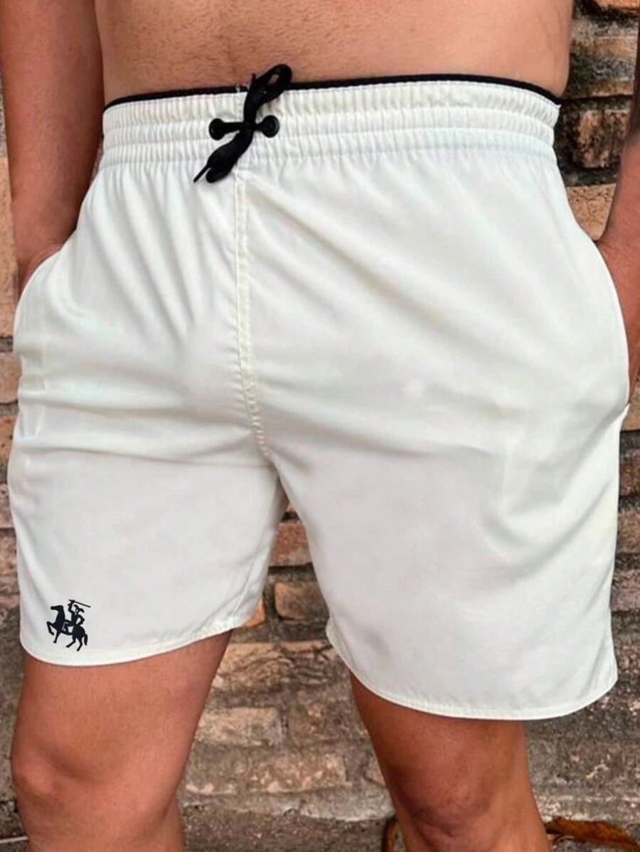 百慕達短褲男裝運動馬裝修剪運動短褲運動館夏季 - 白色 - 查看 1