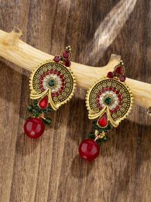 1對歐美復古水晶嵌入吊墜耳環女款，日常配戴 - 復古 - 查看 13