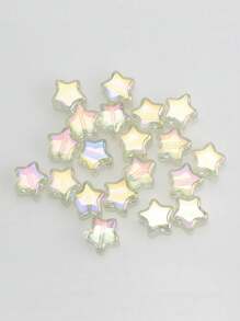50pcs/Pack 8mm Center Hole Electroplated Glass Pentagram Beads, DIY Jewelry Accessories For Necklace, Bracelet, Earrings