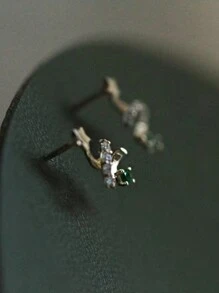 1對復古簡約S925純銀鍍14K金聖誕樹耳釘，優雅多變適合女士，適合送給她的禮物 - 金色 - 查看 5