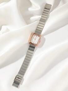 Của phụ nữ Thép không gỉ Ban nhạc Cổ điển Đúng mốt Hình vuông Thạch anh Thích hợp Đối với Cuộc sống hàng ngày - trắng - Xem 4