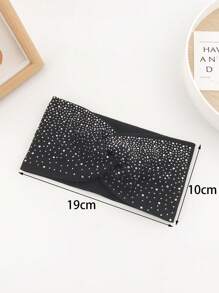 1pc Elegant & Elastic Knitted Headband With Rhinestone Decor For Women, Black, Perfect For Outdoor Activities, Streetwear, Commuting And Sports Party,Gym Valentine's Day Valentines,Hair Accessories,Turban Headband, Hairband Fall Winter Hair Band For Vacation Outfits Woman Elegant Scarf Women Bandanas Soft Headwrap Valentines Gift - Black - View 5