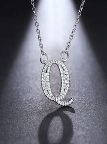 1 件裝新娘浪漫旅行風格英文字母鎖骨鏈吊墜微鑲嵌白金鍍金 Diy 項鍊 - 銀色 - 查看 2