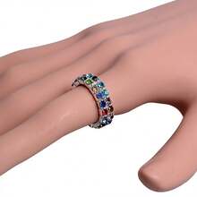 1 Piece Of Fashionable Color Ring Elastic Thread Ring Couple Can Be Combined To Automatically Adjust The Ring Jewelry Gift Daily Wear - Multicolor - View 4