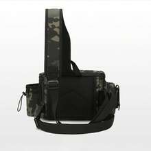 釣魚肩包多功能釣魚腰包600d尼龍大型多口袋防水戶外運動騎行 - 黑與白 - 查看 5