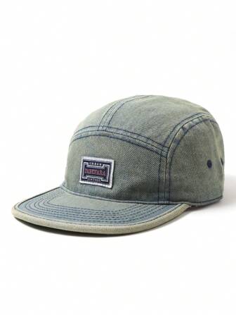 One Vintage Washed Distressed Flat Brim Hip-Hop Baseball Cap English Style Baseball Cap