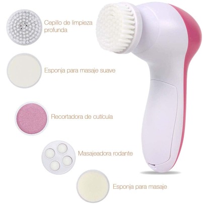 Cepillo Limpiador Facial Eléctrico 5 en 1 Masajeador Exfoliante