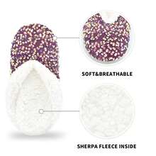 Women'S Romantic Grey Purple Shiny Beaded Indoor Shoes - Violet Purple - View 3