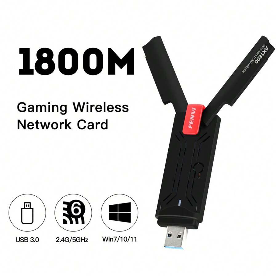Fenvi Wifi 6 Usb 轉接器雙頻 Ax1800 2.4g 5ghz 無線 Usb 3.0 Wifi 轉接器 Win7 10 11 - 黑色 - 查看 1