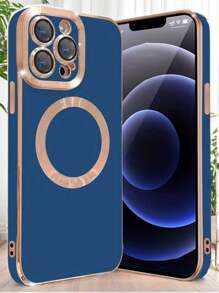 Vỏ điện thoại mạ từ tính - Xanh đậm - Xem 1