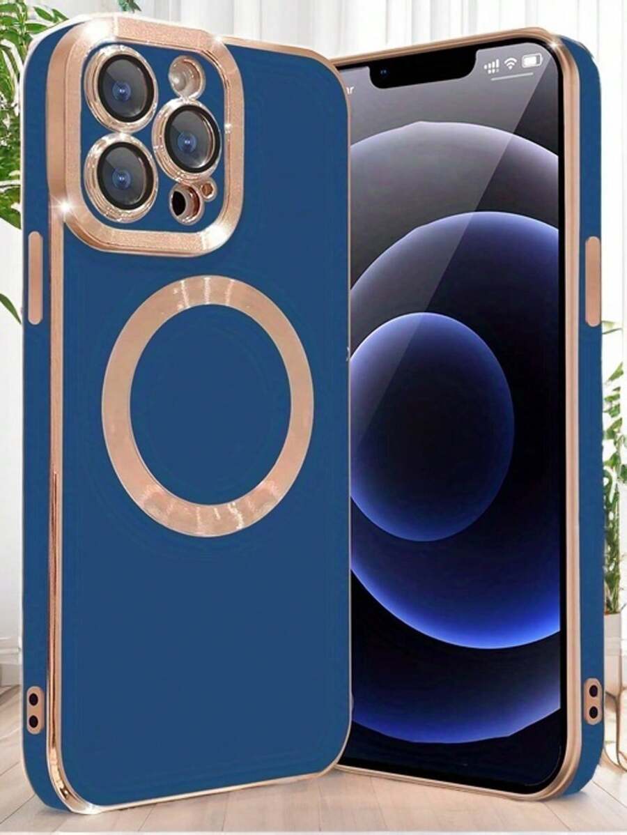 Vỏ điện thoại mạ từ tính - Xanh đậm - Xem 1