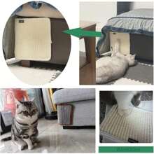 1pc Natural Sisal Cat Scratch Sofa Protector Mat, Durable & Anti-scratch & Non-shedding Furniture Scratch Pad, Suitable For Fabric Sofa, Comes With Nail-free Stickers - White - View 5
