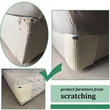 1pc Natural Sisal Cat Scratch Sofa Protector Mat, Durable & Anti-scratch & Non-shedding Furniture Scratch Pad, Suitable For Fabric Sofa, Comes With Nail-free Stickers - White - View 4