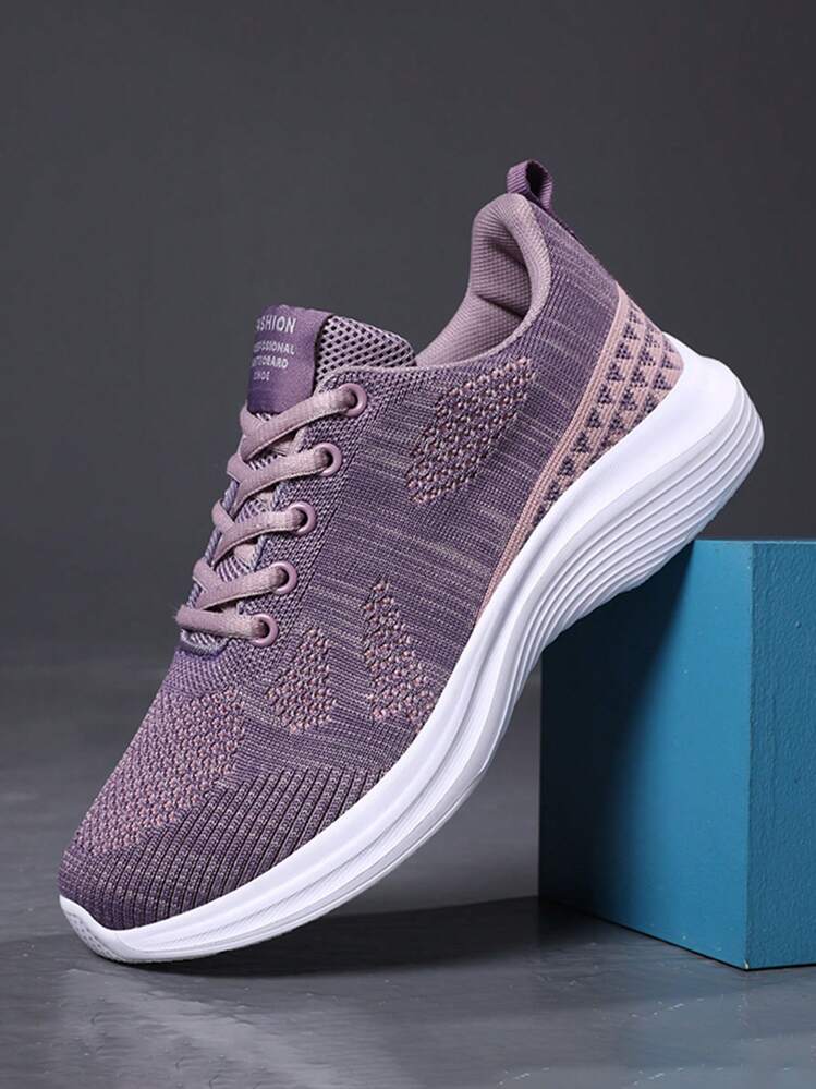 Tênis De Esporte Para Mulheres, Tênis De Corrida Fashion Casual Leve, Sapatos Roxos, Tênis De Esporte De Baixo-topo Com Cadarço Para Mulheres Para Ambientes Externos Com Sola Macia E Antiderrapante - Roxa - Ver 5