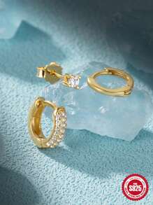 3 Pcs Fashionable Evil Eye Cubic Zirconia 925 Sterling Silver Earring Set Women Summer Jewelry