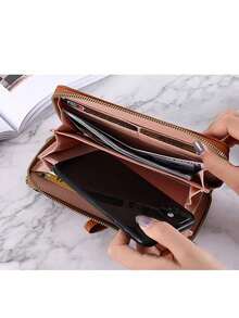 1pc Large Floral Design Portable Long Wallet, Suitable For Work, Business Travel And Commuting, Perfect As An Anniversary, Valentine's Day, Birthday, Christmas, And Thanksgiving Gift - Multicolor - View 3