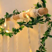 1包50個led綠色花環燈5m/16.4ft,人造花環led仙女燈電池操作,葉燈,藤蔓掛燈適用於臥室,聖誕節,新年,派對,假期,婚禮,露台,訂婚,裝飾 - 綠色 - 查看 10