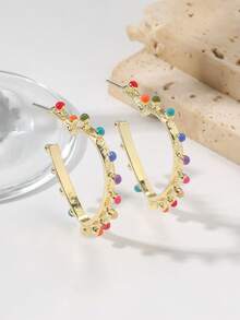 1 Pair Of Fashionable And Simple Colorful Geometric Love Metal Earrings Suitable For Daily Wear By Women - Love - View 1