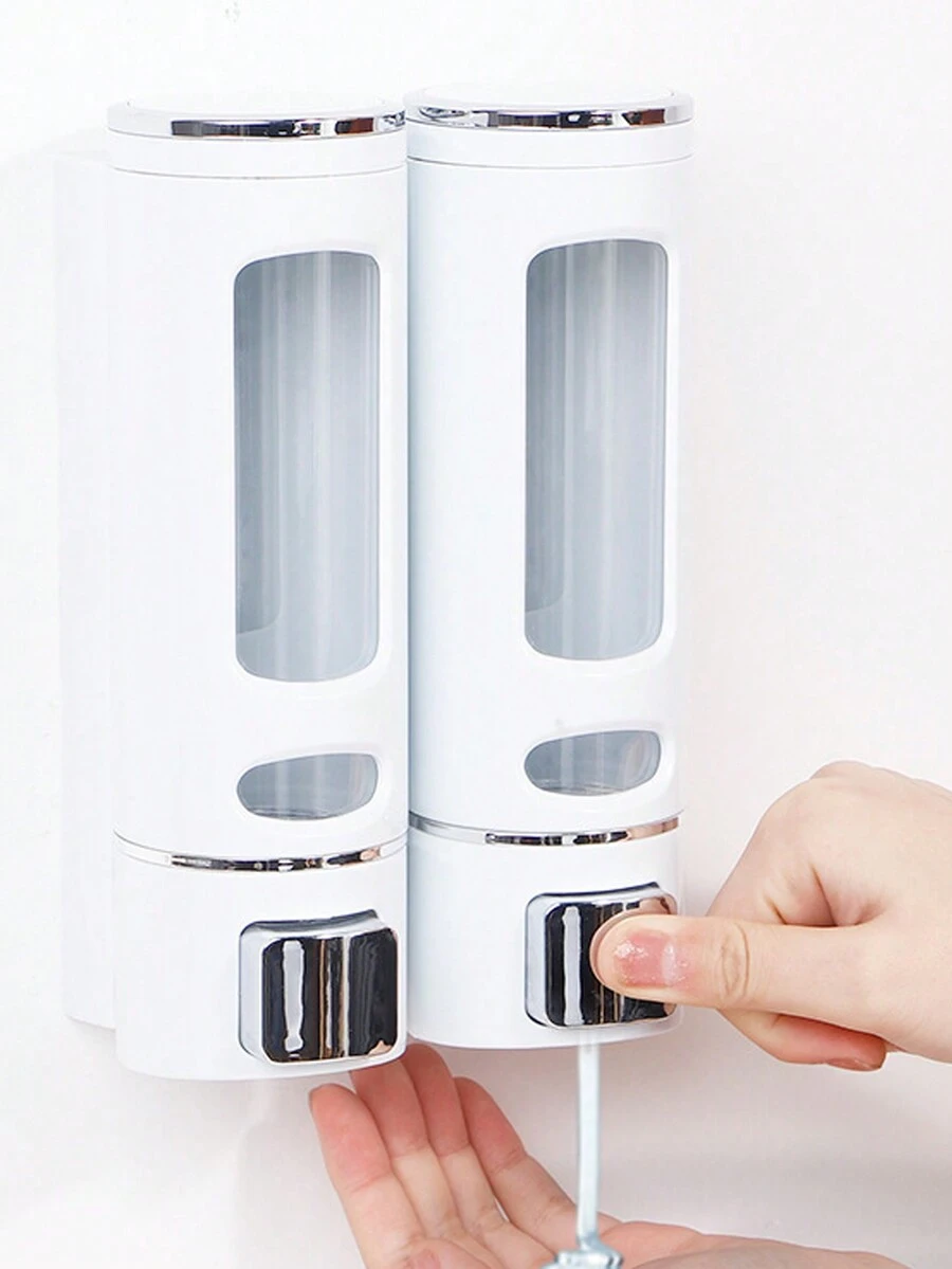 1pc White Double-head Plastic Soap Dispenser - White - View 1