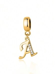 Newsoul 時尚 S925 純銀 A-z 字母鋯石珠寶吊墜,女士珠寶禮物 - 金黃色 - 查看 7
