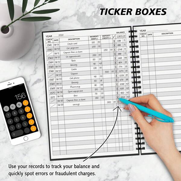 Accounting Ledger Book - A5 Check Register For Small Businesses & Personal Use, Account Book For Tracking Money, Expenses, Deposits & Balance, 5.8" X 8.6" Back To School