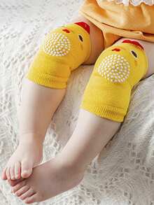 1 Par De Rodilleras Antideslizantes Con Patrón Animal Para Bebés, Perfectas Para Cuando Comienzan A Caminar O Gatear. - Amarillo - Ver 3