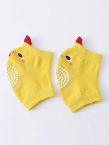 1 Par De Rodilleras Antideslizantes Con Patrón Animal Para Bebés, Perfectas Para Cuando Comienzan A Caminar O Gatear. - Amarillo - Ver 5